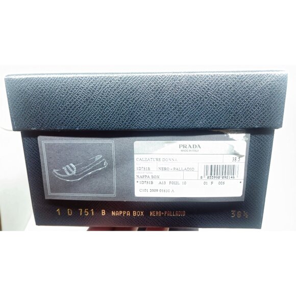 Prada Black Leather Studded Loafers Size 38.5 In Original Box - Picture 4 of 6